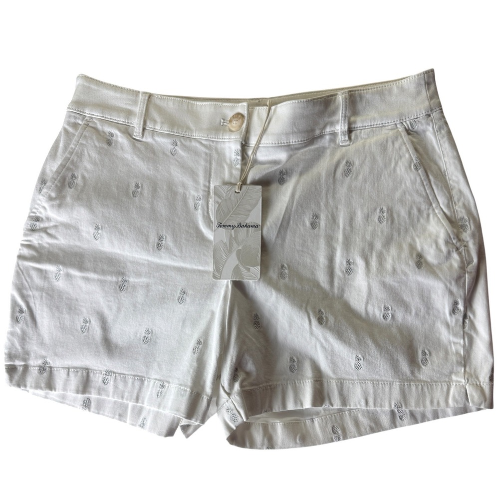 NWT New White Embroidered Tommy Bahama Mini Pineapple Boracay Shorts Women 10